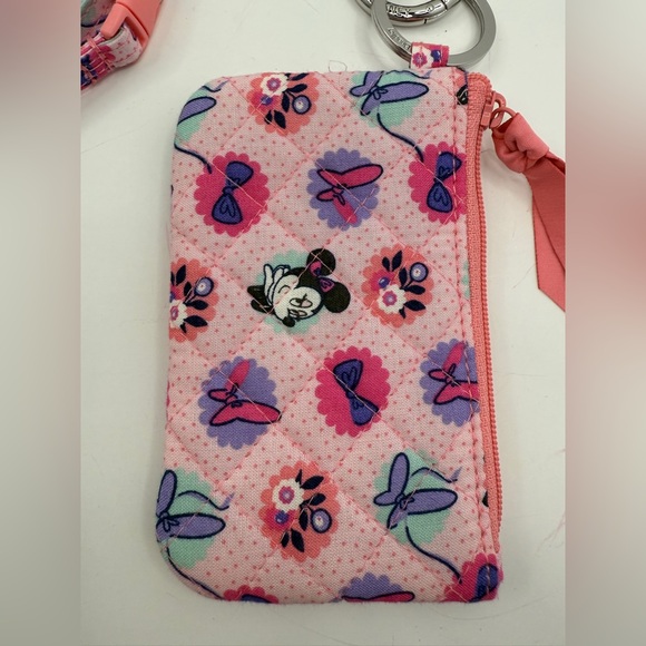 Vera Bradley Disney ID Holder Pink Bow MiniWallet Minnie Mouse Lanyard Key Chain - Picture 5 of 7